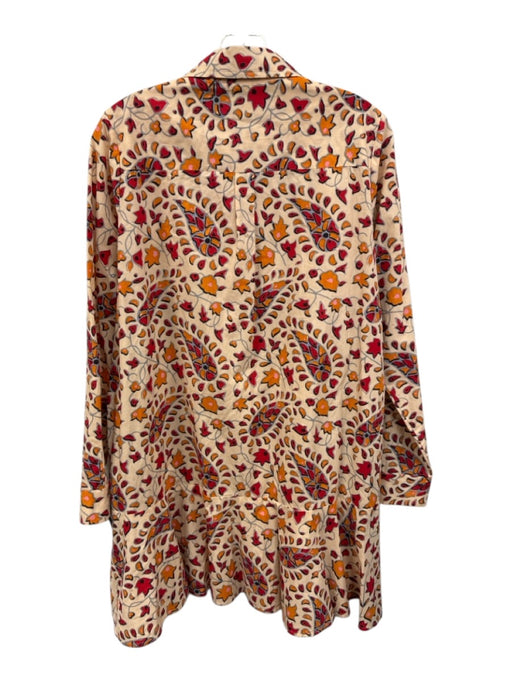 Livro Size Medium Orange, Red, Pink Cotton Long Sleeve Floral Paisley Dress Orange, Red, Pink / Medium