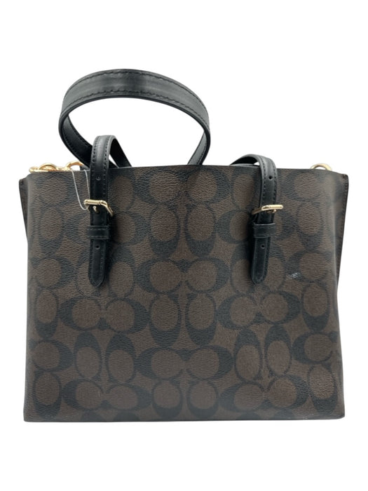 Coach Brown & Black Coated Leather Logo Hand & Crossbody Zip Close Bag Brown & Black / M
