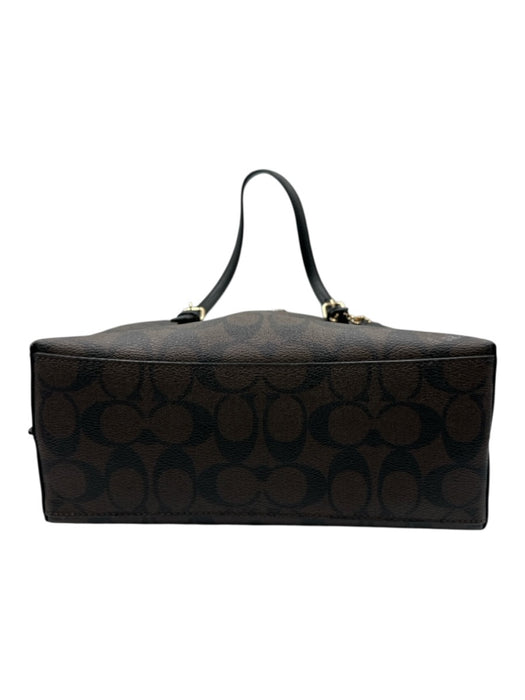 Coach Brown & Black Coated Leather Logo Hand & Crossbody Zip Close Bag Brown & Black / M