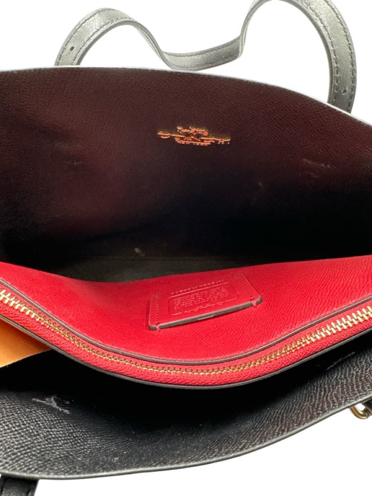 Coach Brown & Black Coated Leather Logo Hand & Crossbody Zip Close Bag Brown & Black / M