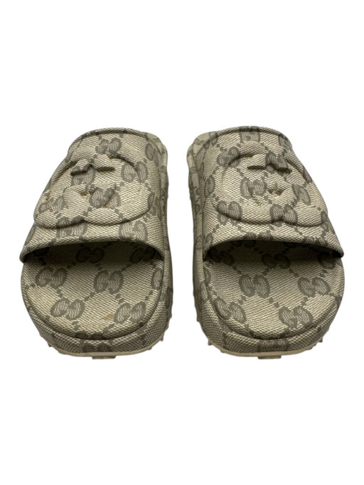 Gucci Shoe Size 11 Gray & White Leather Guccissima Sandal Men's Shoes Gray & White / 11