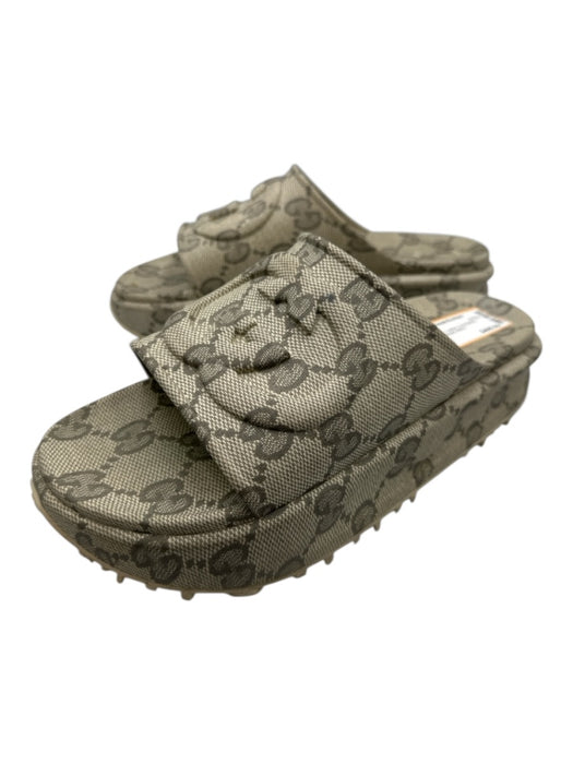 Gucci Shoe Size 11 Gray & White Leather Guccissima Sandal Men's Shoes Gray & White / 11