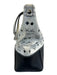 MCM Black & White Leather Top Handle Monogram silver hardware Tote Bag Black & White / Large