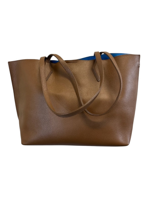 MCM Brown Leather Top Handle Logo Magnetic Close Tote Bag Brown / Large