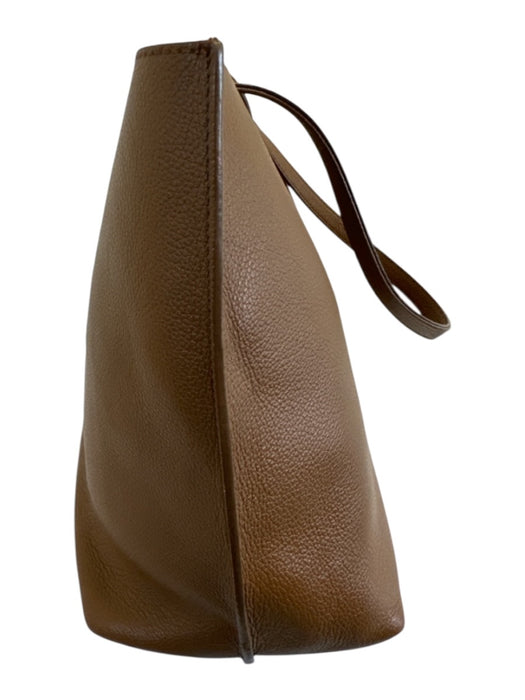 MCM Brown Leather Top Handle Logo Magnetic Close Tote Bag Brown / Large