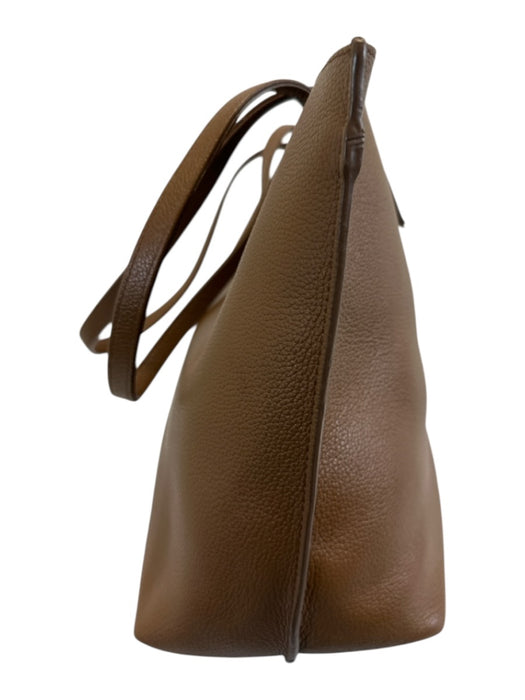 MCM Brown Leather Top Handle Logo Magnetic Close Tote Bag Brown / Large