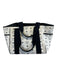 MCM White & Navy Blue Leather Canvas Monogram silver hardware Tote Bag White & Navy Blue / Medium