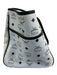 MCM White & Navy Blue Leather Canvas Monogram silver hardware Tote Bag White & Navy Blue / Medium
