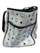 MCM White & Navy Blue Leather Canvas Monogram silver hardware Tote Bag White & Navy Blue / Medium