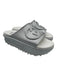 Gucci Shoe Size 39 Silver & White Leather & Rubber Interlocking GG Slide Sandals Silver & White / 39