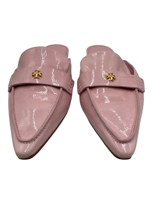 Tory Burch Shoe Size 9 Pink Patent Leather Pointed Toe Logo Penny Mule Loafers Pink / 9