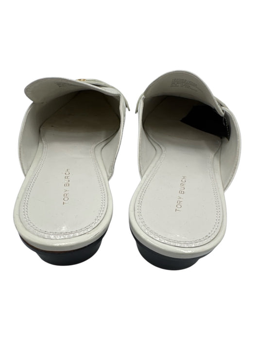 Tory Burch Shoe Size 9 White Patent Leather Pointed Toe Logo Penny Mule Loafers White / 9