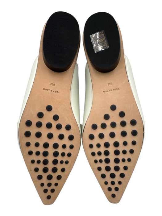 Tory Burch Shoe Size 9 White Patent Leather Pointed Toe Logo Penny Mule Loafers White / 9