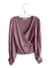 Anthropologie Size M Pink Polyester Blend Long Sleeve V Neck Ribbed Top Pink / M