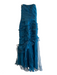 Theia Size 8 Blue Polyester Tooled Strapless Side Zip Full Length Gown Blue / 8