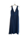 W Too Size XL Navy Blue Sleeveless Back Zip V Neck Pleated Detail Gown Navy Blue / XL