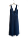 W Too Size XL Navy Blue Sleeveless Back Zip V Neck Pleated Detail Gown Navy Blue / XL