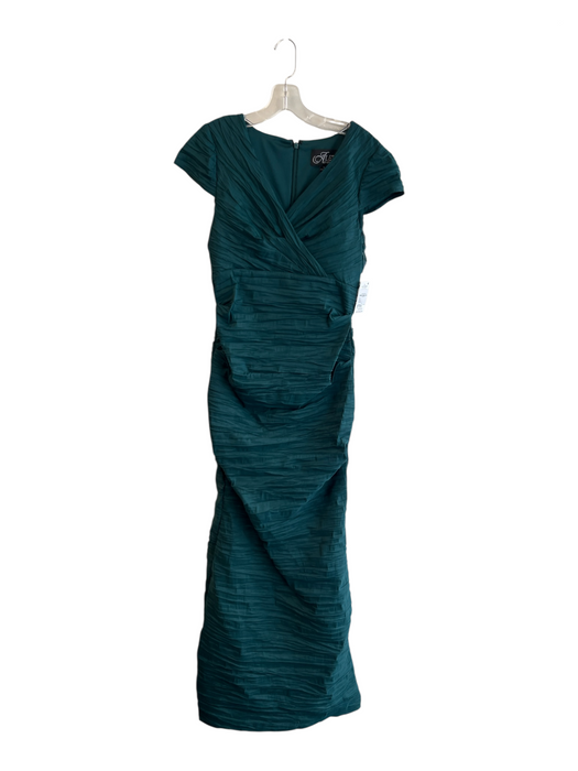 Alex Evenings Size 6 Green No Fabric Tag V Neck Pleated Accent Back Zip Dress Green / 6