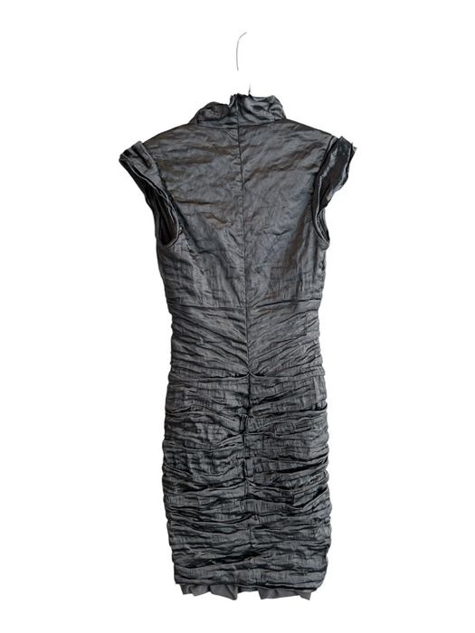 Nicole Miller Size 6 Grey Polyester Sleeveless rouched detail V Neck Dress Grey / 6