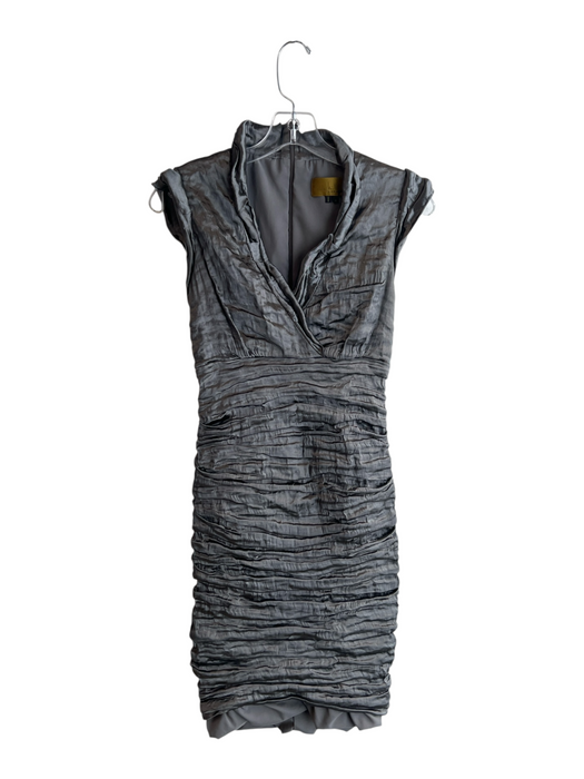 Nicole Miller Size 6 Grey Polyester Sleeveless rouched detail V Neck Dress Grey / 6
