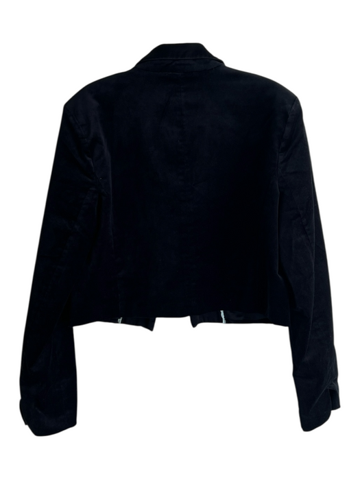 Maeve Size M Black Cotton & Viscose Suede Long Sleeve Open Front Cropped Jacket Black / M