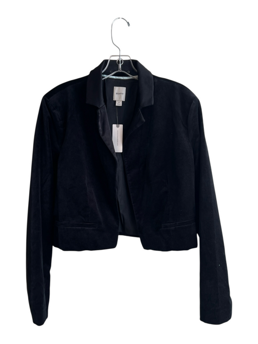 Maeve Size M Black Cotton & Viscose Suede Long Sleeve Open Front Cropped Jacket Black / M