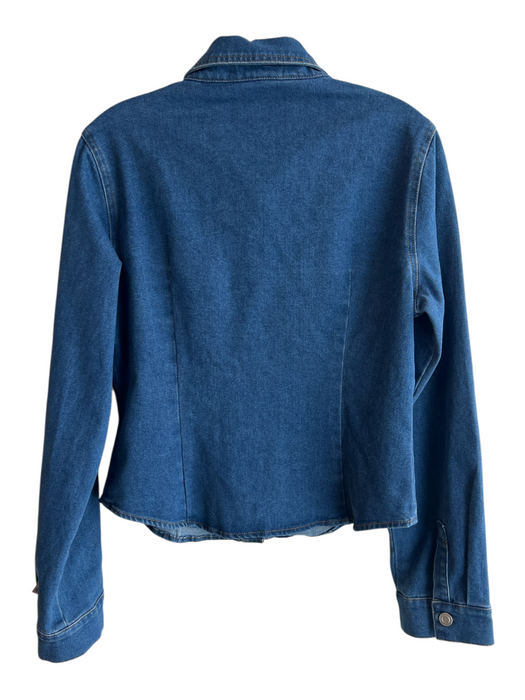 Stella Dallas Size M Blue Cotton Blend Long Sleeve Button Front Collar Top Blue / M