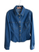 Stella Dallas Size M Blue Cotton Blend Long Sleeve Button Front Collar Top Blue / M