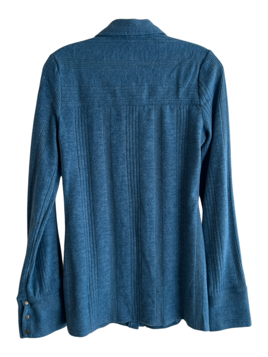 Pilcro Size S Blue Polyester Long Sleeve Collar Ribbed Button Down Top Blue / S