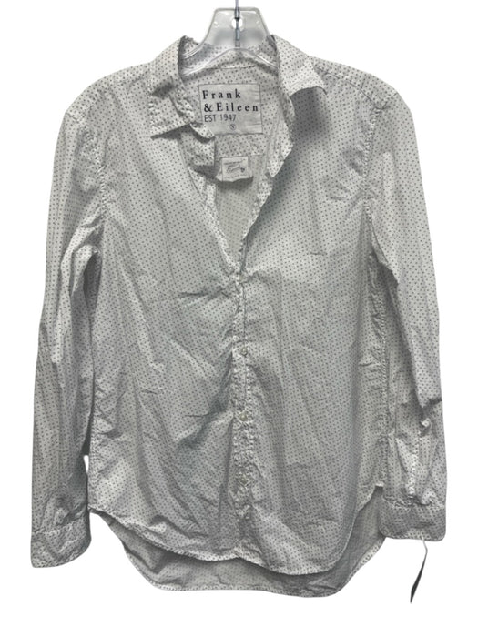 Frank & Eileen Size Small White Print Cotton Hearts Button Down Long Sleeve Top White Print / Small