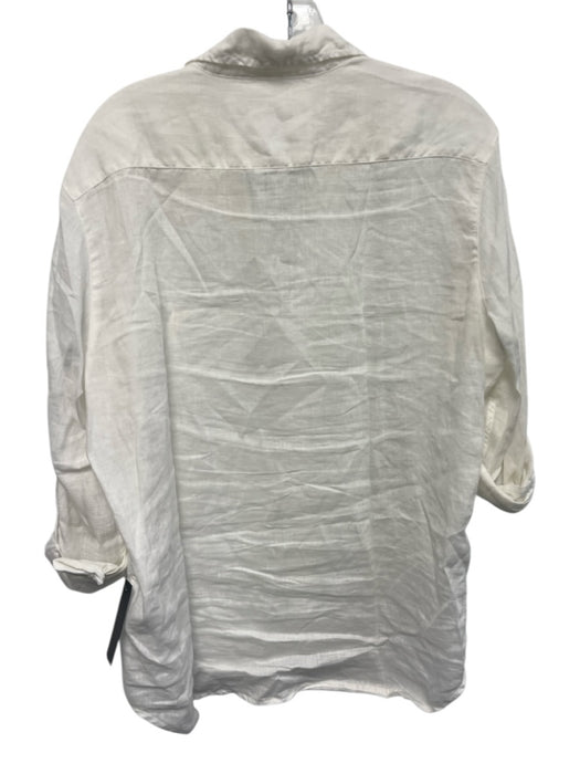 Frank & Eileen Size Medium White Linen Button Down Long Sleeve Collared Top White / Medium