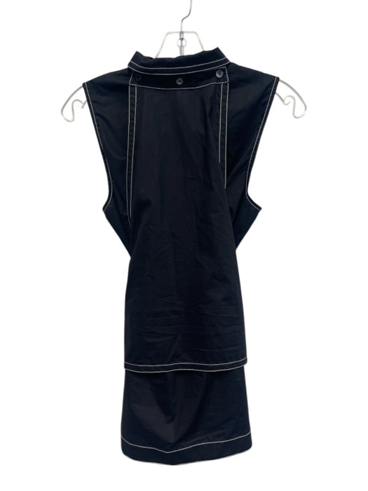 Derek Lam 10 Crosby Size 4 Black Cotton White stitching Sleeveless Wrap Top Black / 4
