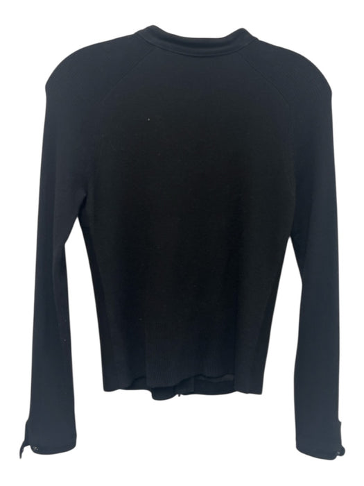 Theory Size Small Black Goat Suede Viscose Ribbed Fabric Block Zip Up Cardigan Black / Small