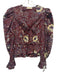 Ulla Johnson Size 4 Maroon, Cream & Blue Cotton Blend Floral Waist tie Top Maroon, Cream & Blue / 4