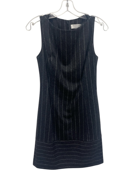 Charles Nolan Size 4 Dark Gray & White Wool Blend Pinstripe Sleeveless Dress Dark Gray & White / 4