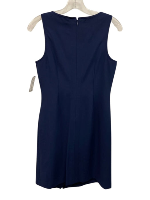 Theory Size 2 Navy Blue Wool Blend Sleeveless Flap Front Slit Back Zip Dress Navy Blue / 2