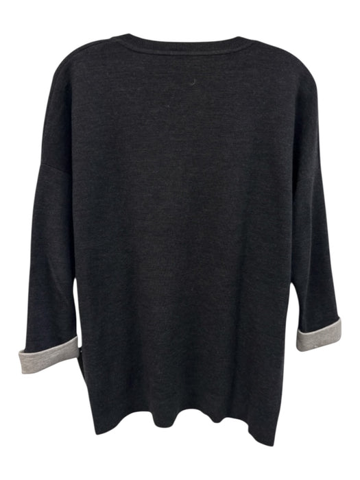 Vince Size XS Gray Cotton & Wool 3/4 Sleeve Rib Knit V Neck Sweater Gray / XS