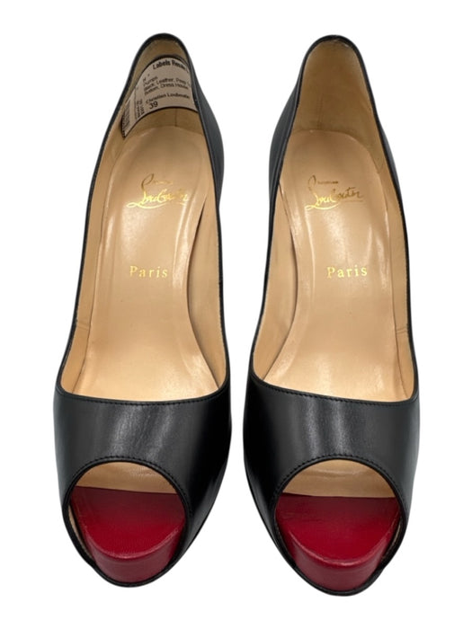 Christian Louboutin Shoe Size 39 Black Leather Peep Toe Stiletto Pumps Black / 39