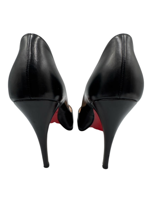 Christian Louboutin Shoe Size 39 Black Leather Peep Toe Stiletto Pumps Black / 39