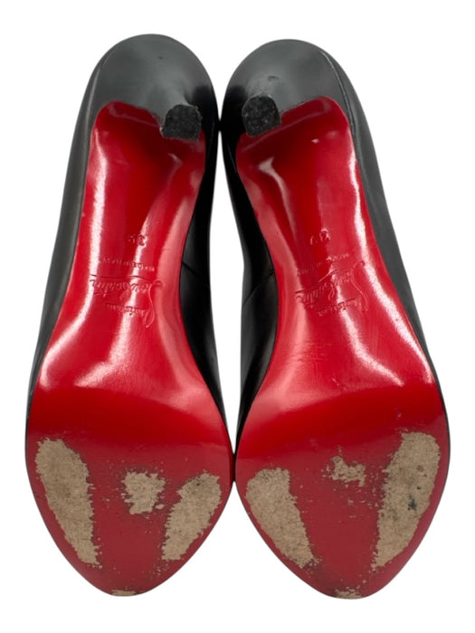 Christian Louboutin Shoe Size 39 Black Leather Peep Toe Stiletto Pumps Black / 39