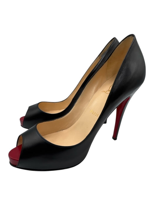 Christian Louboutin Shoe Size 39 Black Leather Peep Toe Stiletto Pumps Black / 39
