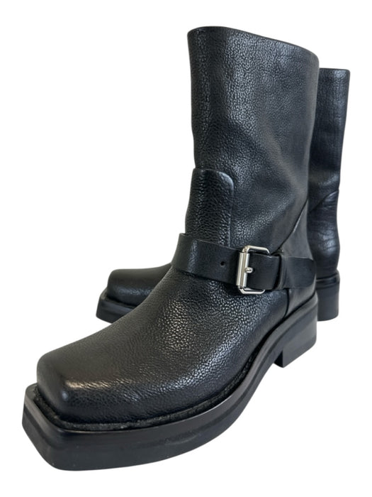 Rag & Bone Shoe Size 39 Black Pebble Leather Silver Hardware Square Toe Boots Black / 39
