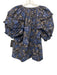 Ulla Johnson Size 4 Blue, Black, Blush Cotton Floral Short Sleeve Top Blue, Black, Blush / 4
