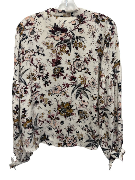 A.L.C. Size 4 Cream, Black, Pink Silk Floral Long Sleeve Blouse Top Cream, Black, Pink / 4
