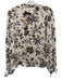 A.L.C. Size 4 Cream, Black, Pink Silk Floral Long Sleeve Blouse Top Cream, Black, Pink / 4