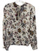 A.L.C. Size 4 Cream, Black, Pink Silk Floral Long Sleeve Blouse Top Cream, Black, Pink / 4
