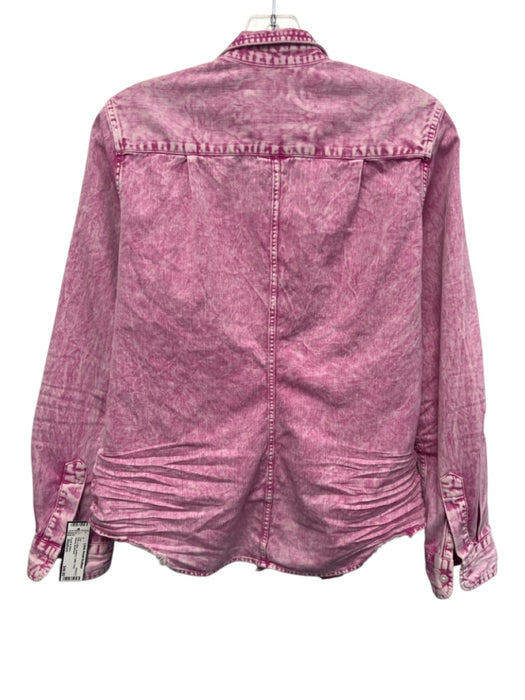 Frank & Eileen Size Medium Pink Cotton Buttons Collar Long Sleeve Top Pink / Medium