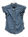 Veronica Beard Size Small Blue Cotton Blend Chambray Ruffle Short Sleeve Top Blue / Small