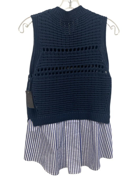 Veronica Beard Size Medium Navy & Blue Cotton Blend Knit Sleeveless Top Navy & Blue / Medium
