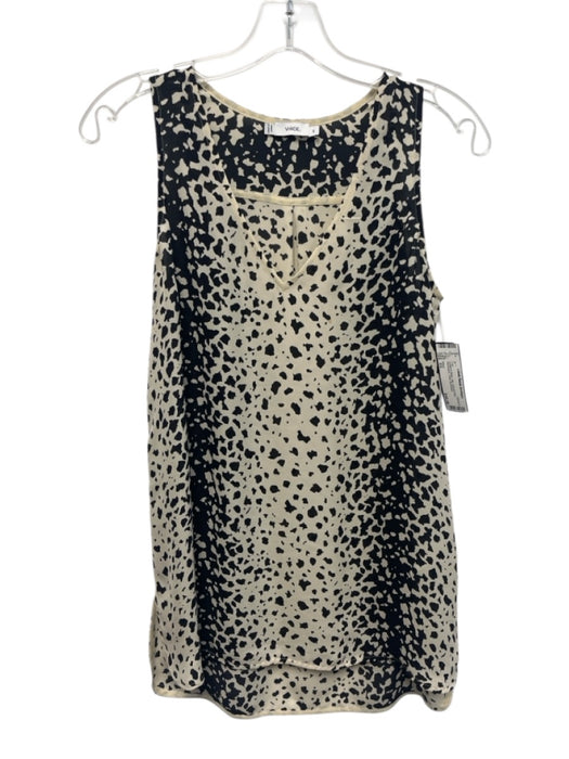Vince Size XS Cream & Black Silk Animal Print Sleeveless Tank Top Cream & Black / XS